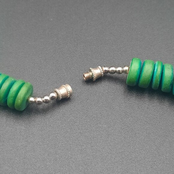 Handmade Turquoise‎ & Purple Beaded Necklace With Screw Clasp - Picture 5 of 6